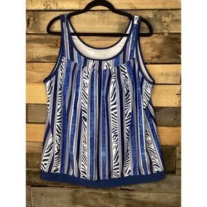 Summermae Swimsuit Tank Top Blue And White Size 2XL
